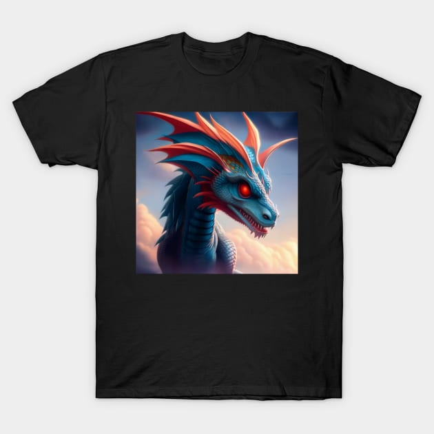 Blue Dragon with Pink Fins and Red Eyes T-Shirt by dragynrain